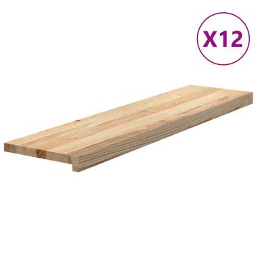  Stair Treads 12 pcs Untreated 100x30x2 cm Solid Wood Oak