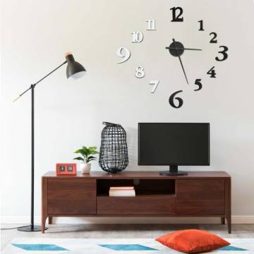  3D Wall Clock Modern Design Black and White 100 cm XXL