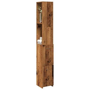  Bathroom Cabinet Old Wood 25x25x170 cm Engineered Wood