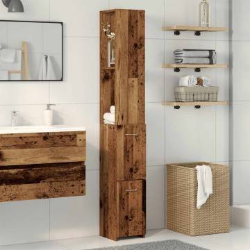  Bathroom Cabinet Old Wood 25x25x170 cm Engineered Wood