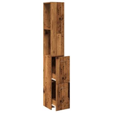  Bathroom Cabinet Old Wood 25x25x170 cm Engineered Wood