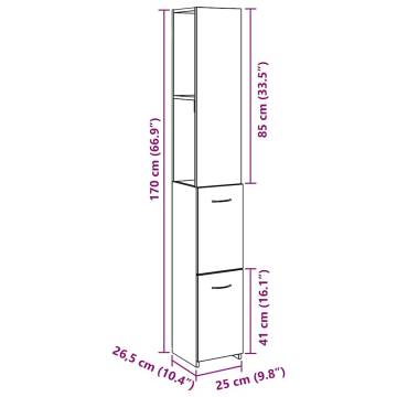  Bathroom Cabinet Old Wood 25x25x170 cm Engineered Wood