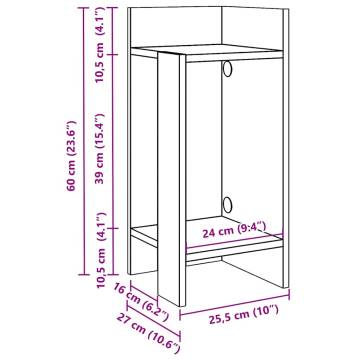  Side Tables 2 pcs with Shelf Black 25.5x27x60 cm