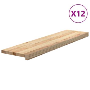  Stair Treads 12 pcs Untreated 100x25x2 cm Solid Wood Oak