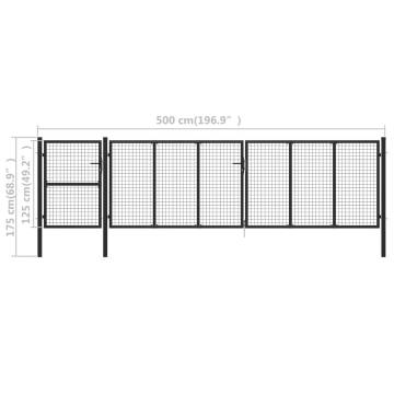  Garden Gate Steel 500x125 cm Anthracite