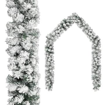  Christmas Garland with Flocked Snow Green 10 m PVC