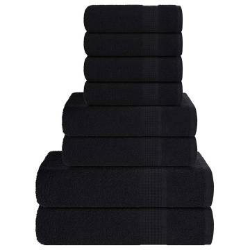  8 Piece Towel Set Black 360 gsm 100% Cotton