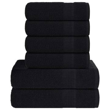  6 Piece Towel Set Black 360 gsm 100% Cotton