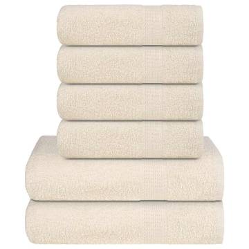  6 Piece Towel Set Cream 360 gsm 100% Cotton