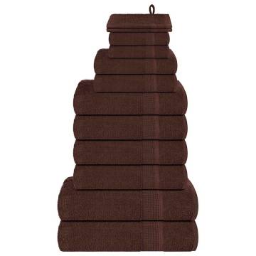  12 Piece Towel Set Brown 360 gsm 100% Cotton