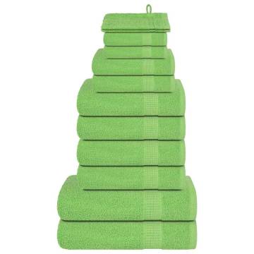  12 Piece Towel Set Green 360 gsm 100% Cotton