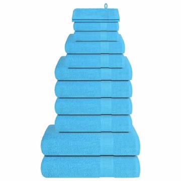  12 Piece Towel Set Turquoise 360 gsm 100% Cotton