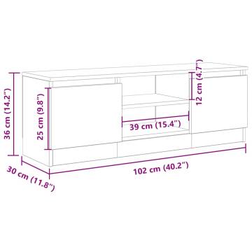  TV Cabinet Artisan Oak 102x30x36 cm Engineered Wood