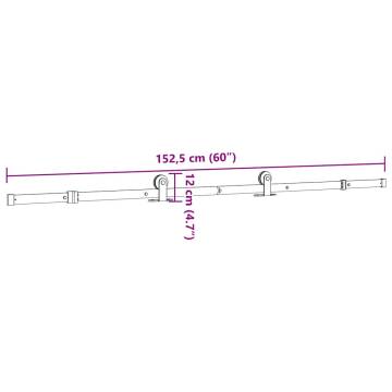  Sliding Door Hardware Kit 152.5 cm Steel Black