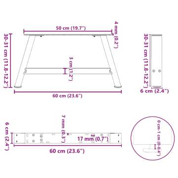  Coffee Table Legs A-Shaped 2 pcs Anthracite 60x(30-31) cm Steel