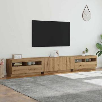  TV Cabinet with LED Lights Artisan Oak 260x35x40 cm Engineered Wood