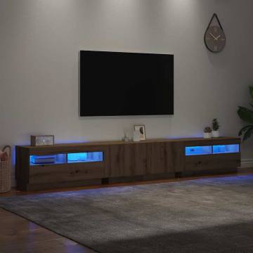  TV Cabinet with LED Lights Artisan Oak 260x35x40 cm Engineered Wood