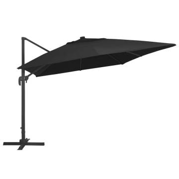  Cantilever Garden Parasol with LED Lights and Aluminium Pole 400x300 cm Black