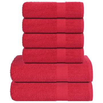  6 Piece Towel Set Red 360 gsm 100% Cotton