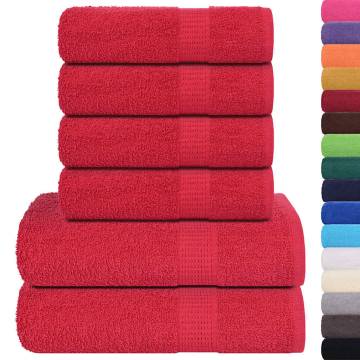  6 Piece Towel Set Red 360 gsm 100% Cotton