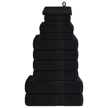  12 Piece Towel Set Black 360 gsm 100% Cotton