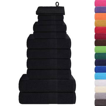  12 Piece Towel Set Black 360 gsm 100% Cotton