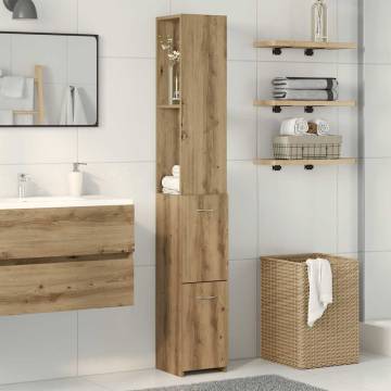  Bathroom Cabinet Artisan Oak 25x25x170 cm Engineered Wood