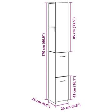  Bathroom Cabinet Artisan Oak 25x25x170 cm Engineered Wood