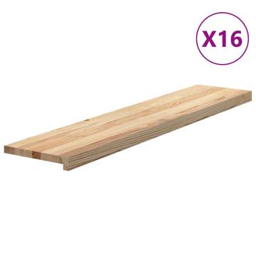  Stair Treads 16 pcs Untreated 120x30x2 cm Solid Wood Oak