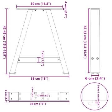  Coffee Table Legs A-Shaped 2 pcs Anthracite 38x(42-43) cm Steel