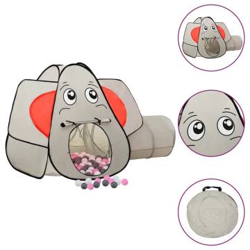 Elephant Children Play Tent with 250 Balls Grey 174x86x101 cm