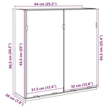  Bathroom Mirror Cabinet Artisan Oak 64x20x66.5 cm Engineered Wood