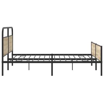  Metal Bed Frame without Mattress Smoked Oak 150x200 cm King Size