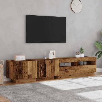  TV Cabinet with LED Lights Old Wood 200x35x40 cm Engineered Wood