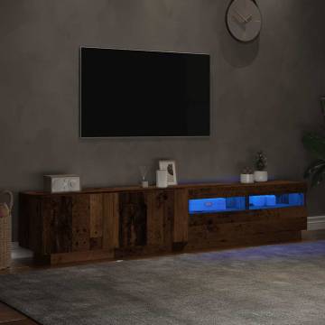  TV Cabinet with LED Lights Old Wood 200x35x40 cm Engineered Wood