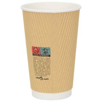  Paper Coffee Cups 500 pcs 16oz 400ml Brown