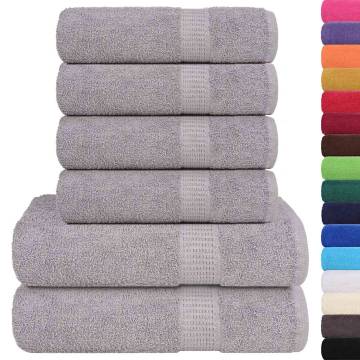  6 Piece Towel Set Grey 360 gsm 100% Cotton