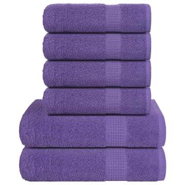  6 Piece Towel Set Purple 360 gsm 100% Cotton