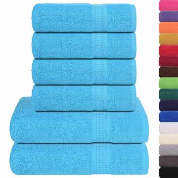  6 Piece Towel Set Turquoise 360 gsm 100% Cotton