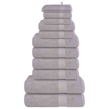  12 Piece Towel Set Grey 360 gsm 100% Cotton