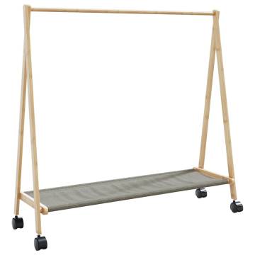  Clothes Rack with Shelves and Wheels 106x34x106.5 cm Bamboo