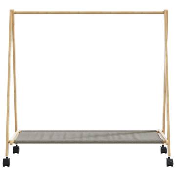  Clothes Rack with Shelves and Wheels 106x34x106.5 cm Bamboo