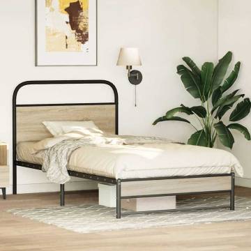  Bed Frame Without Mattress 107x203 cm Smoked Oak Engineered Wood