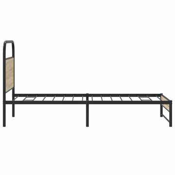  Bed Frame Without Mattress 107x203 cm Smoked Oak Engineered Wood