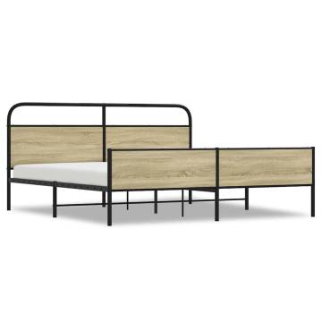  Metal Bed Frame without Mattress Sonoma Oak 193x203 cm