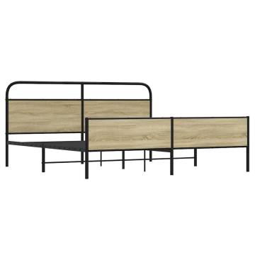  Metal Bed Frame without Mattress Sonoma Oak 193x203 cm