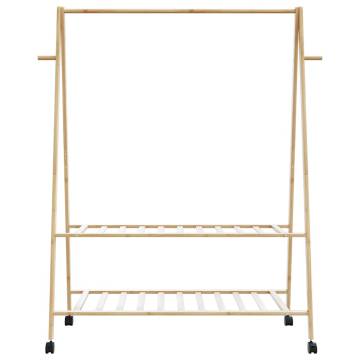  Clothes Rack with Shelves and Wheels 132x45.5x155.5 cm Bamboo