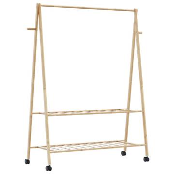  Clothes Rack with Shelves and Wheels 132x45.5x155.5 cm Bamboo