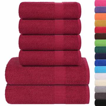  6 Piece Towel Set Bordeaux 360 gsm 100% Cotton