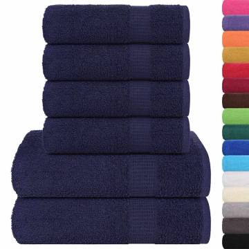  6 Piece Towel Set Navy Blue 360 gsm 100% Cotton